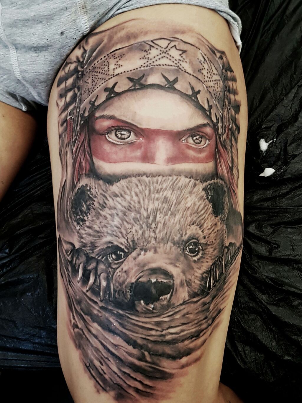 Realistic Tattoo Berlin Bear Cherokee Woman