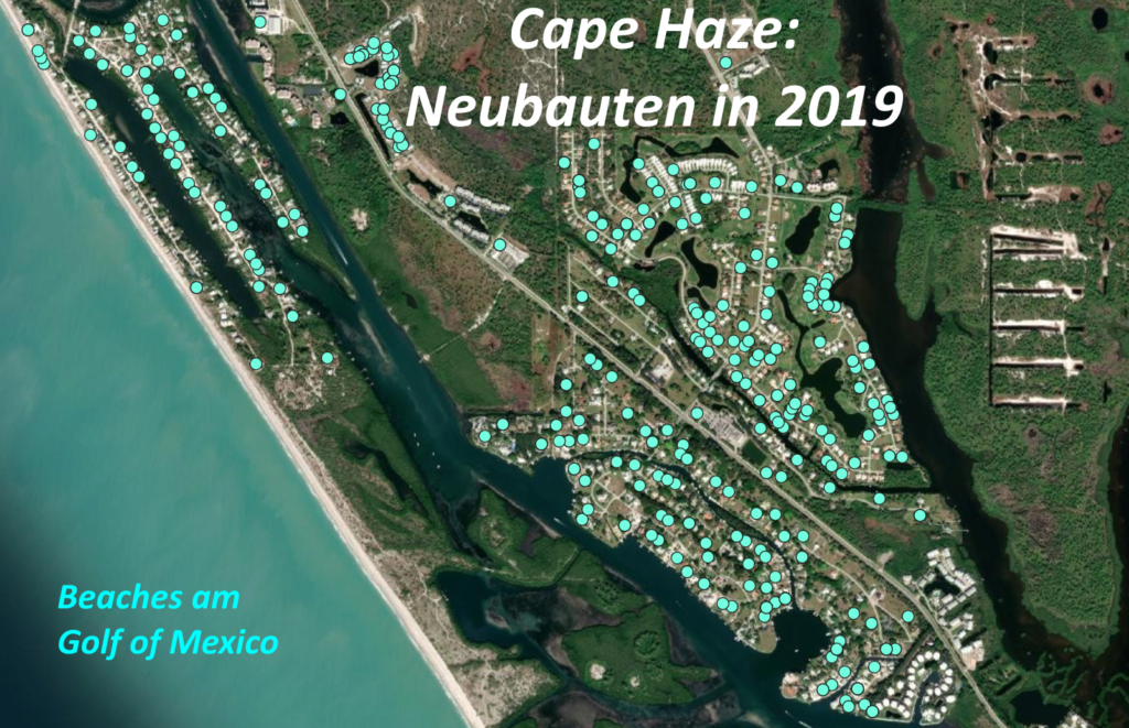 Blick auf die Bucht von Cape Haze, Bestandsgebiet mit einigen neu ausgewiesenen Bauflächen. Jeweils nur ein paar hundert Meter zum Meer. Herrliche Landschaft.