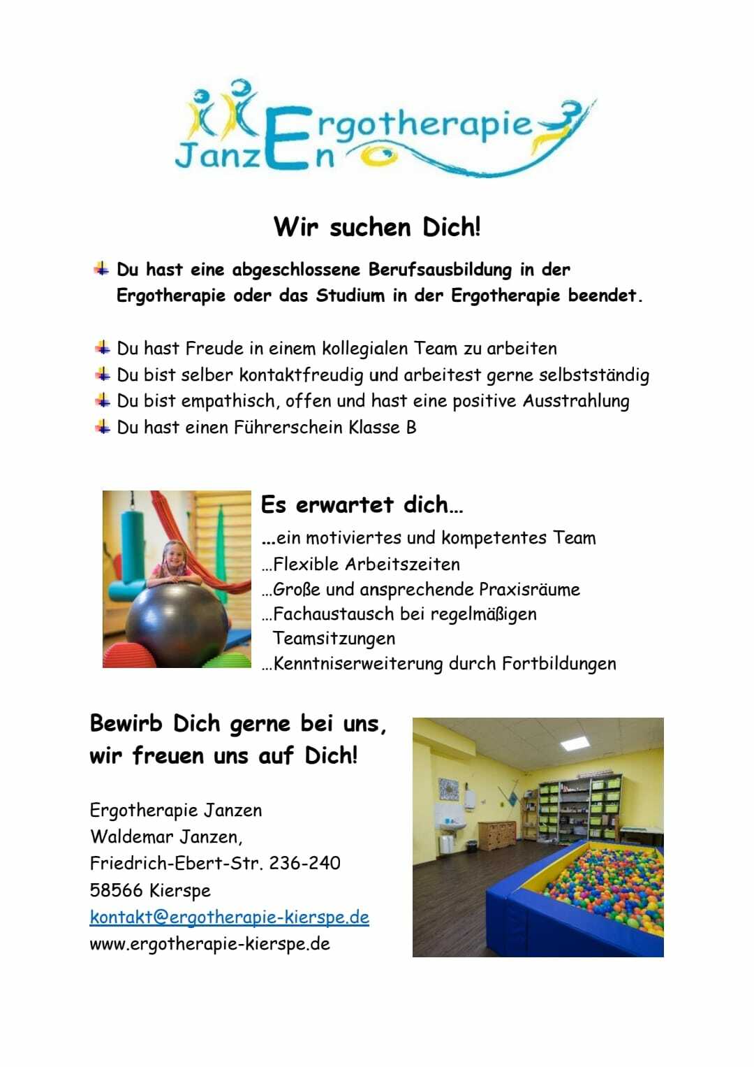 Stellenanzeige, Stellenanzeige Ergotherapeut