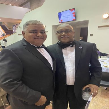 Jimmie with Halifax Community College President, Michael Elam