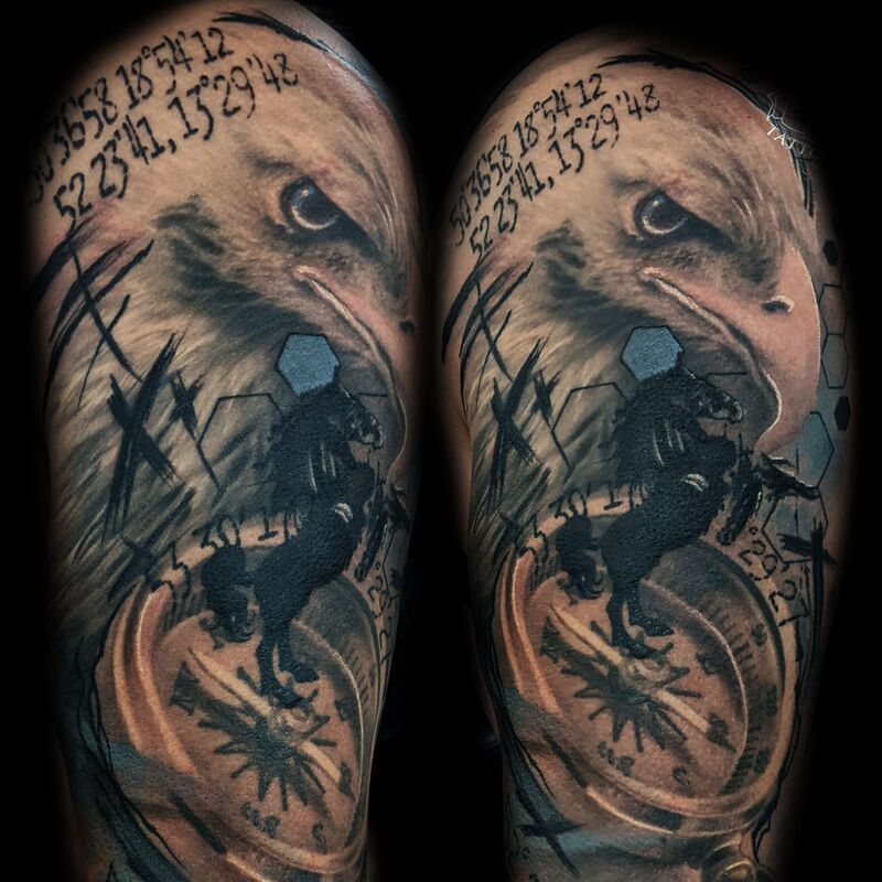 trash-polka-inspiriertes-tattoo-berlin-adler-teddy-uhr